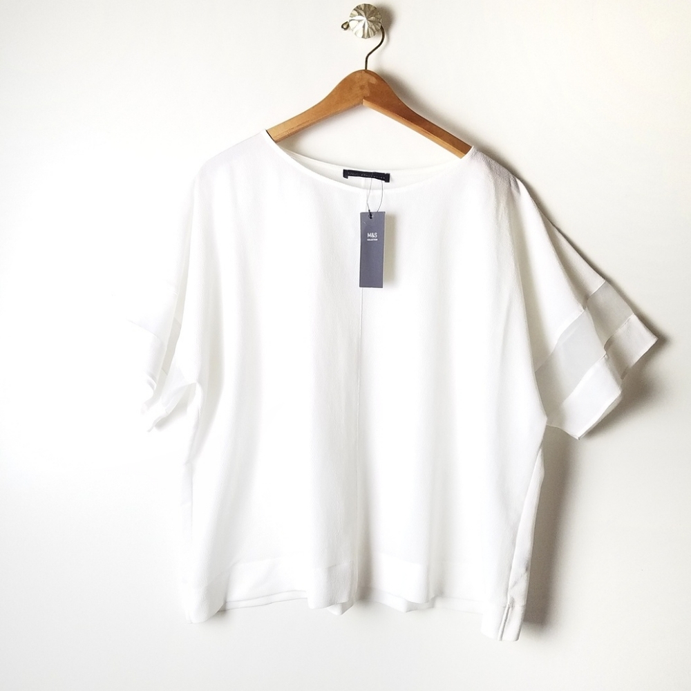Women's Blouse M&S Scoop Top short sleeve Blouse size XLarge